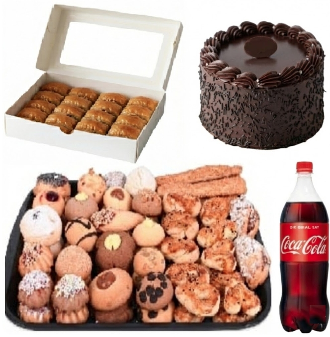 4-6 Kişilik Çikolatalı Yaş Pasta + Kuru Pasta + Cevizli Baklava Menü İstanbul pasta