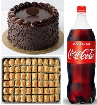 Lezzet Şöleni: Klasik Çikolatalı Pasta 1 kg Baklava ve Cola İstanbul pasta