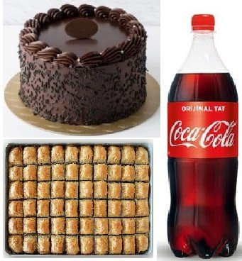 Lezzet Şöleni: Klasik Çikolatalı Pasta 1 kg Baklava ve Cola İstanbul pasta